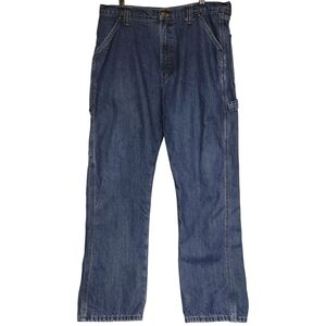 Wrangler Fleece Lined Carpenter Jeans Worker Pants Denim Relaxed Straight 37x32